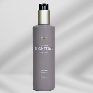 Nighttime Body Cream comes in a pump bottle 