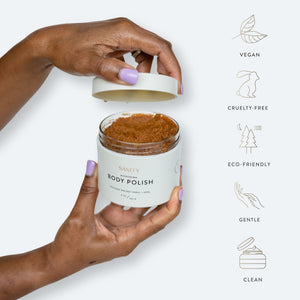 Body Polish IS Vegan, Cruelty-free eco-Friendly, gentle and made with clean ingredients